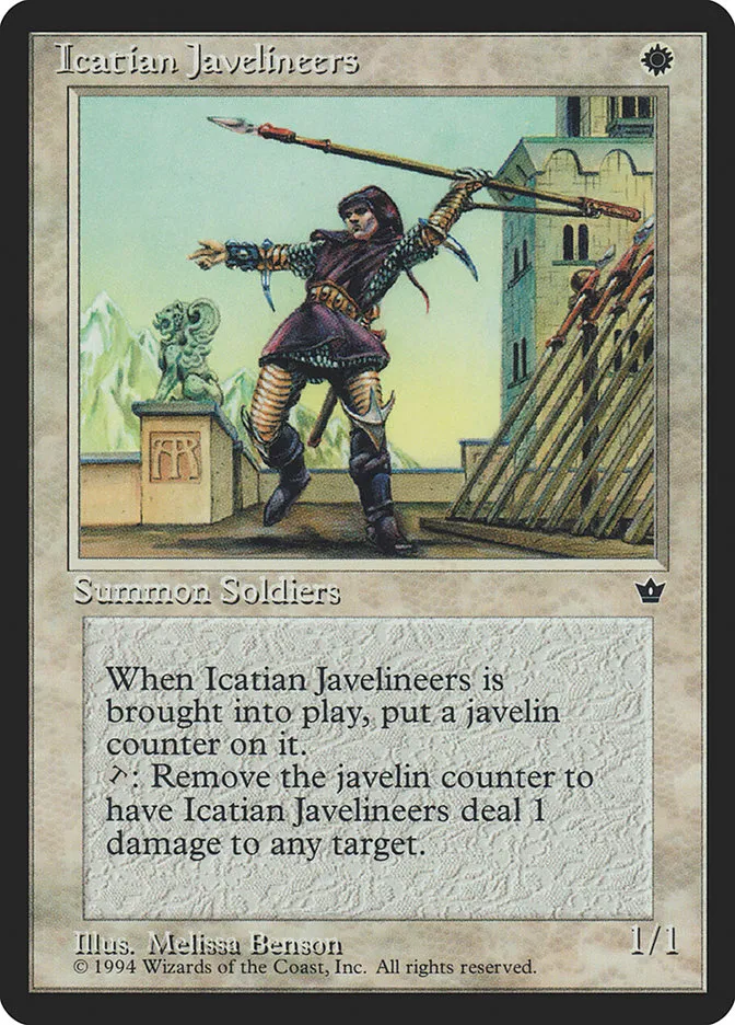 1994 Fallen Empires Icatian Javelineers [Benson] common #8a common card image