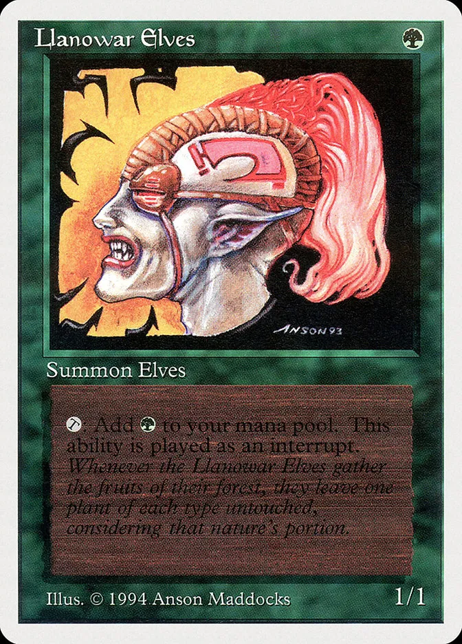 1994 Summer Magic / Edgar Llanowar Elves common #211 common card image