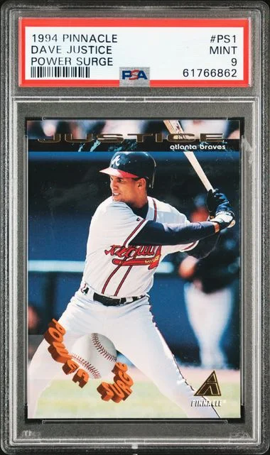 1994 Pinnacle Dave Justice Power Surge #PS1 card image