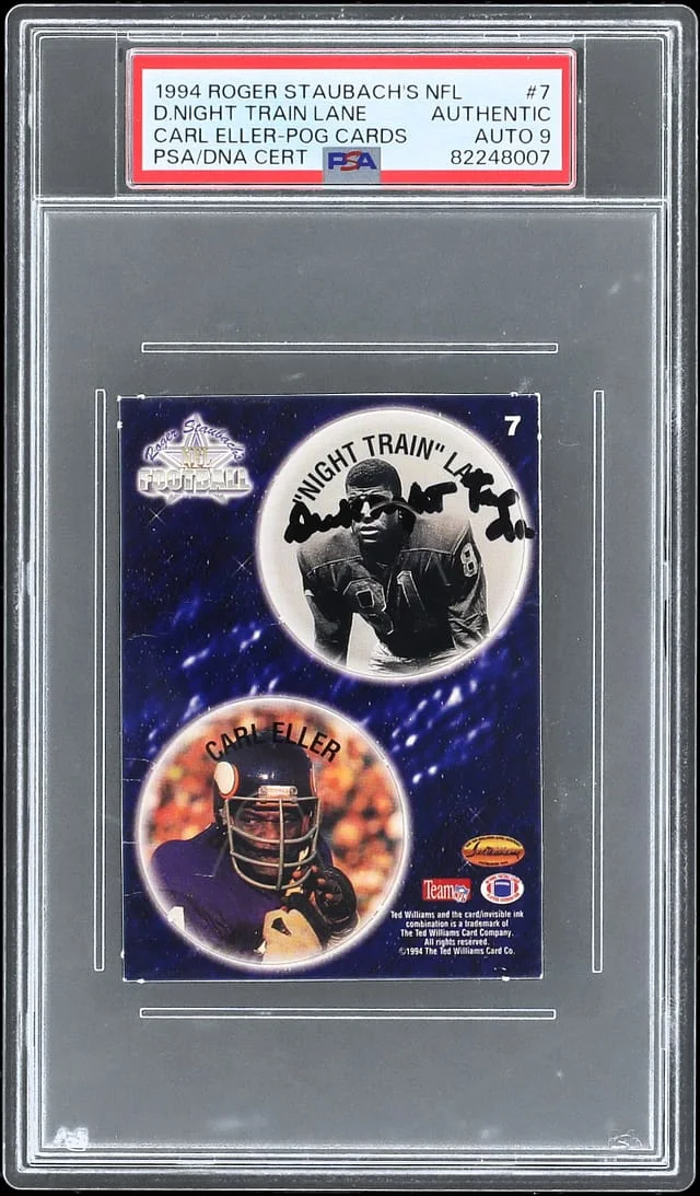 1994 Roger Staubach's NFL Dick Night Train Lane/Carl Eller Pog Card #7 card image