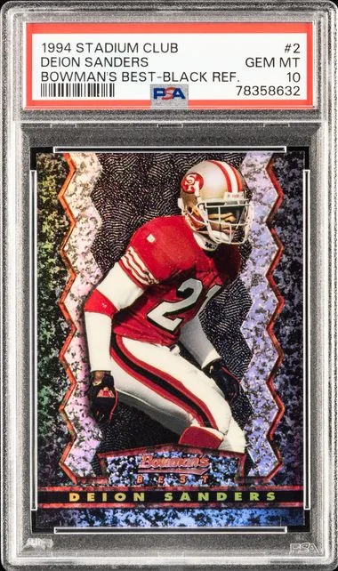 1994 Stadium Club Deion Sanders Bowman's Best Black Refractor #2 card image