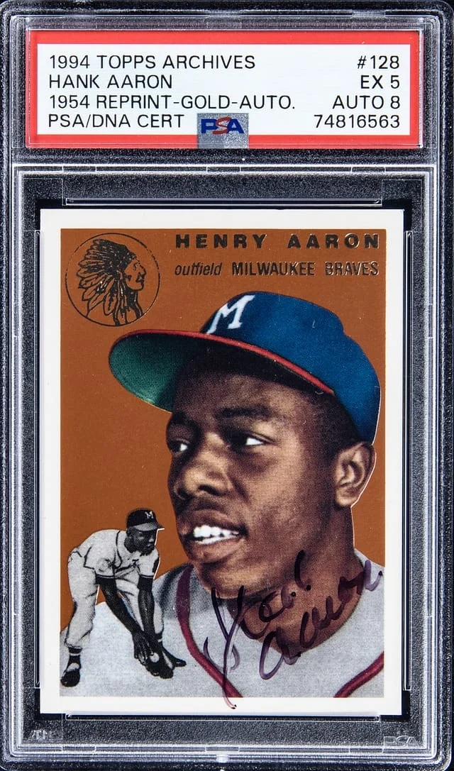 1994 Topps Archives Henry Aaron 1954 Reprint Gold Autograph #128 card image