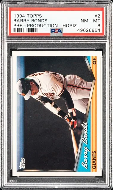 1994 Topps Barry Bonds Pre-Production Horizontal #2 card image