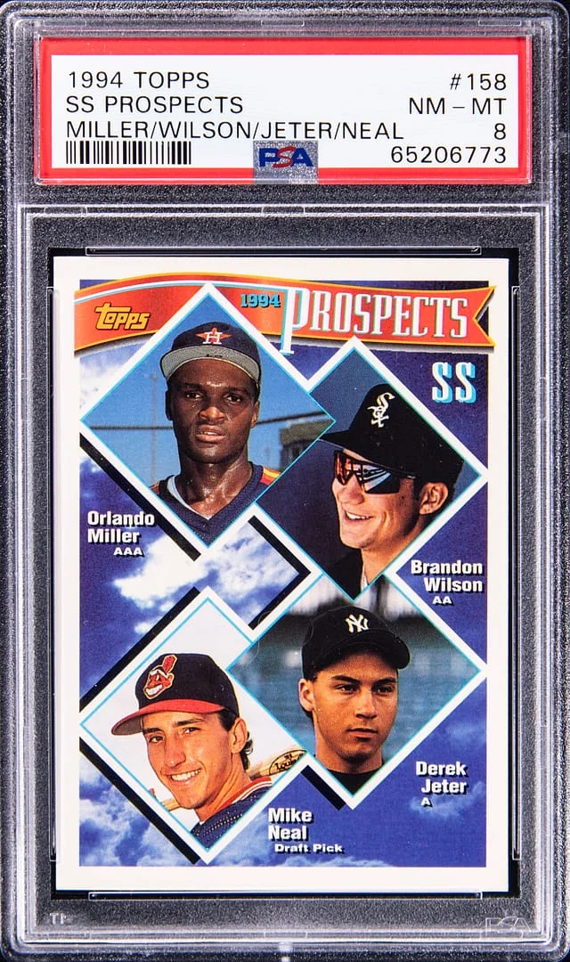 1994 Topps Derek Jeter/Orlando Miller/Mike Neal/Brandon Wilson SS Prospects #158 card image