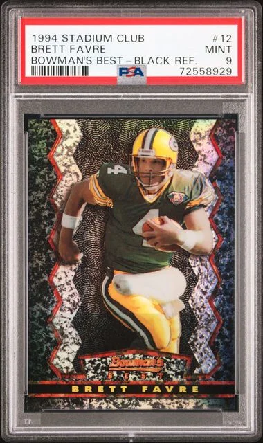 1994 Topps Stadium Club Brett Favre Bowman's Best Black Refractor #12 card image