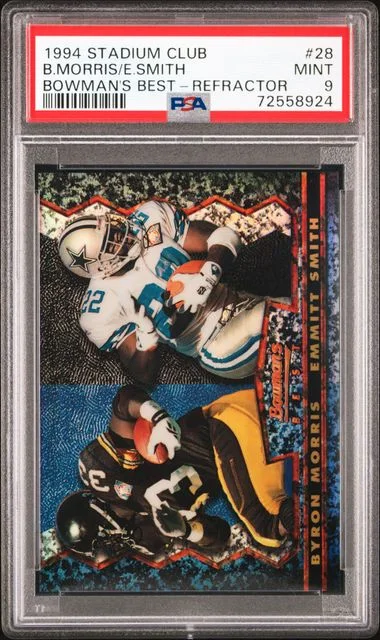 1994 Topps Stadium Club Byron Morris/Emmitt Smith Bowman's Best Refractor #28 card image