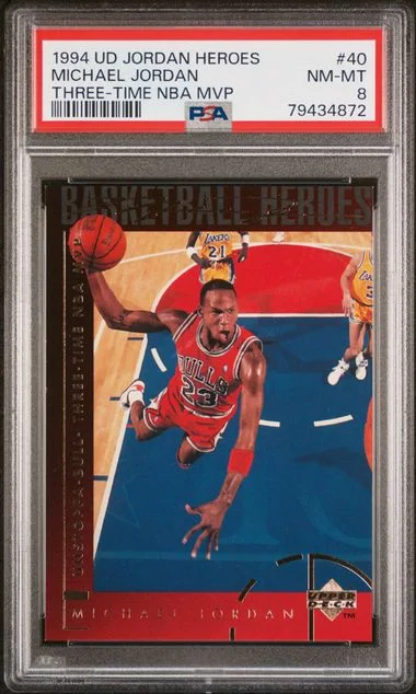 1994 Upper Deck Michael Jordan Jordan Heroes Three-Time NBA MVP #40 card image