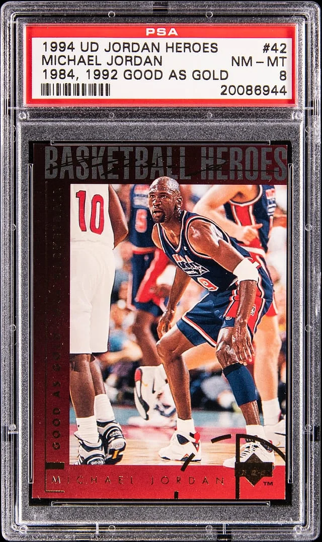 1994 Upper Deck Michael Jordan Jordan Heroes 1984, 1992 Good As Gold #42 card image