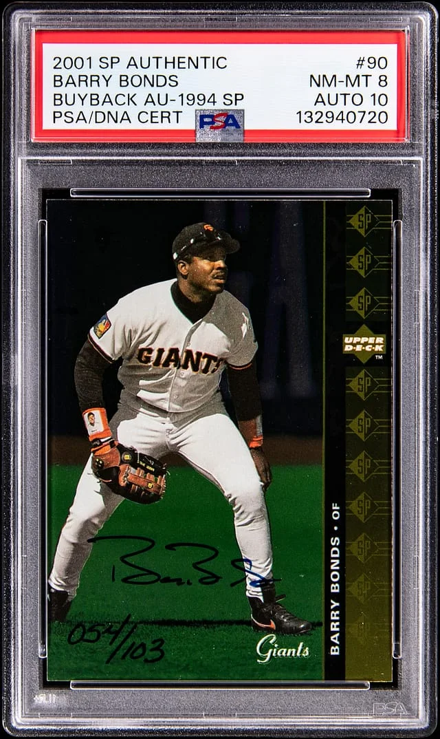 1994 Upper Deck SP Barry Bonds 2001 SP Authentic Buyback Autograph #90 card image