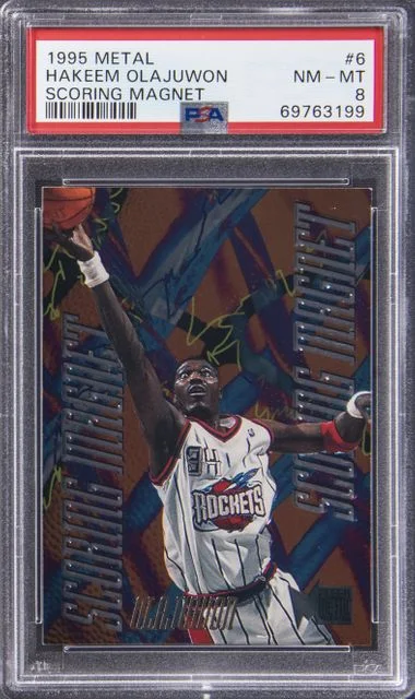 1995-96 Fleer Metal Hakeem Olajuwon Scoring Magnet #6 card image
