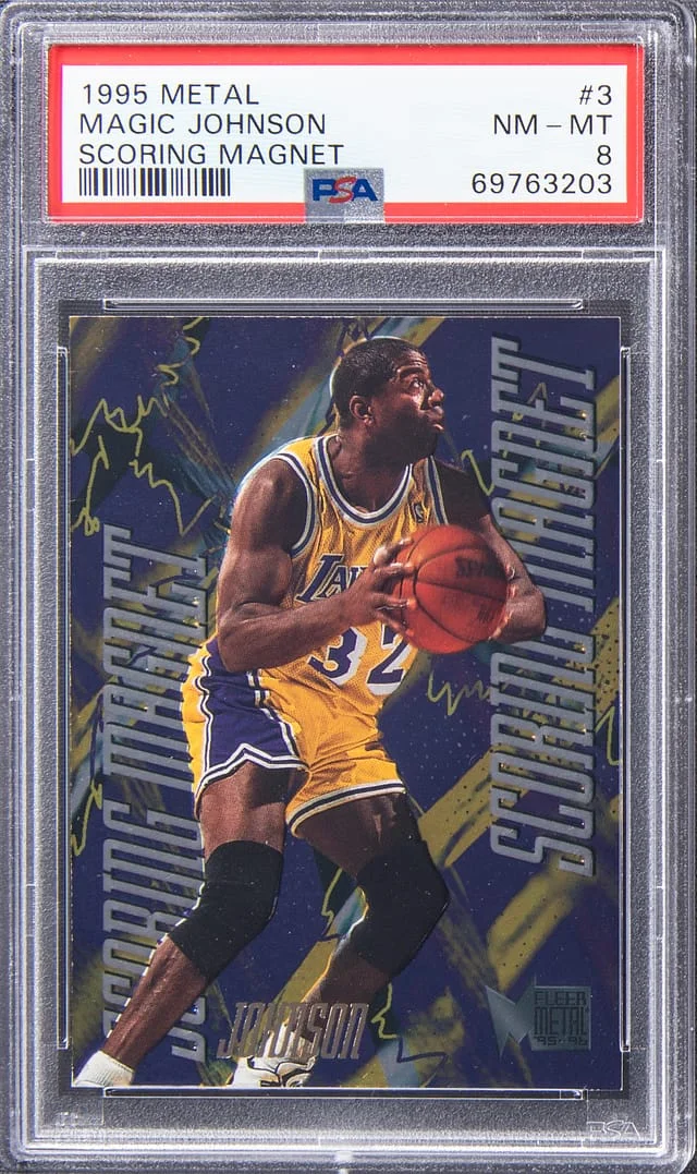 1995-96 Fleer Metal Magic Johnson Scoring Magnet #3 card image