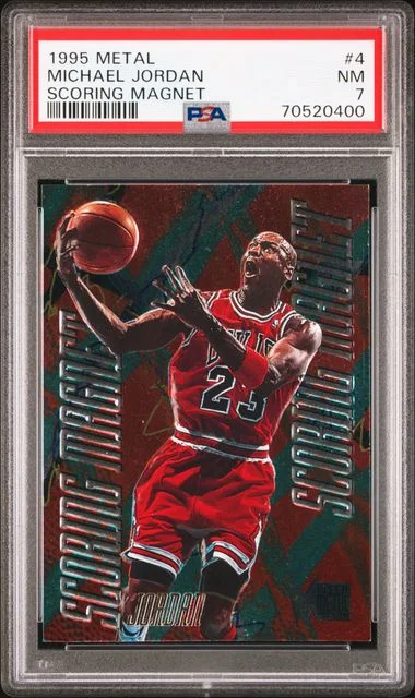 1995-96 Fleer SkyBox Michael Jordan Metal Scoring Magnet #4 card image
