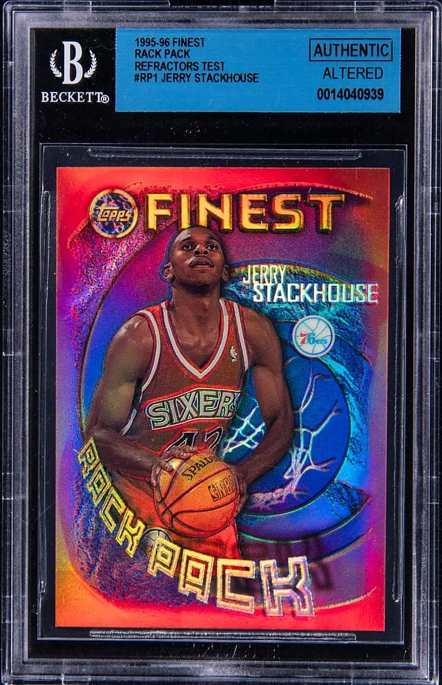 1995-96 Topps Finest Jerry Stackhouse Rack Pack Refractors Red #RP4 card image