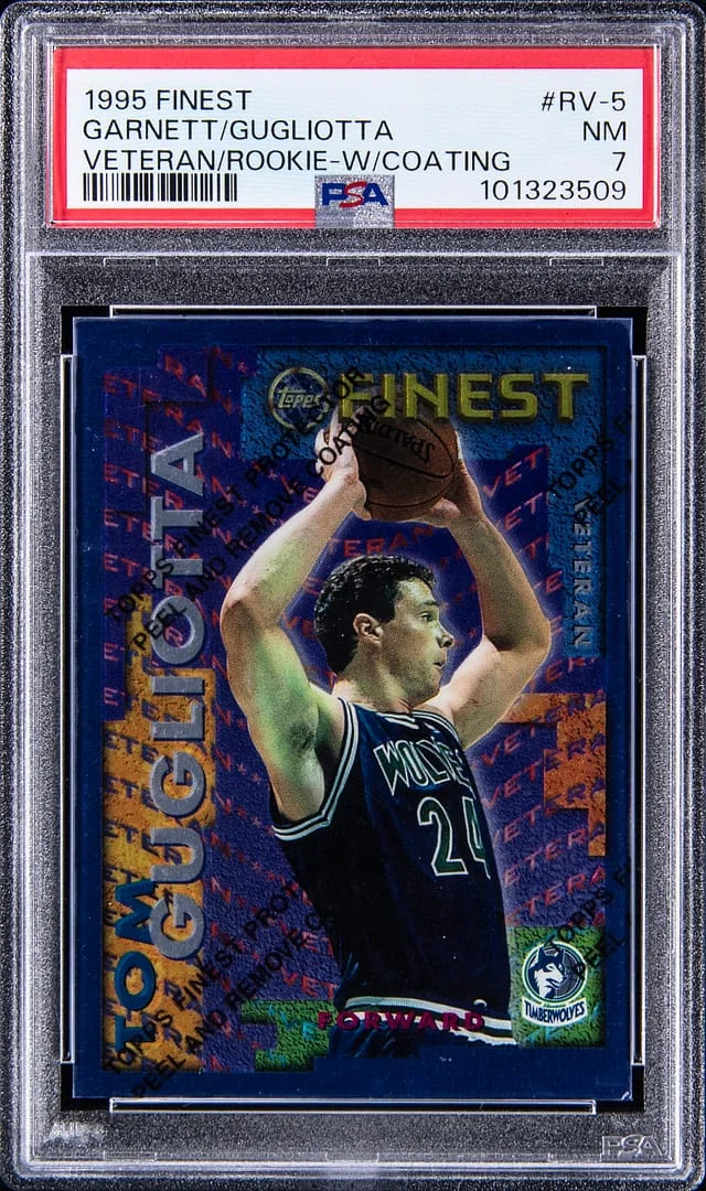 1995-96 Topps Finest Kevin Garnett/Tom Gugliotta Veteran/ W/Coating #RV-5 card image
