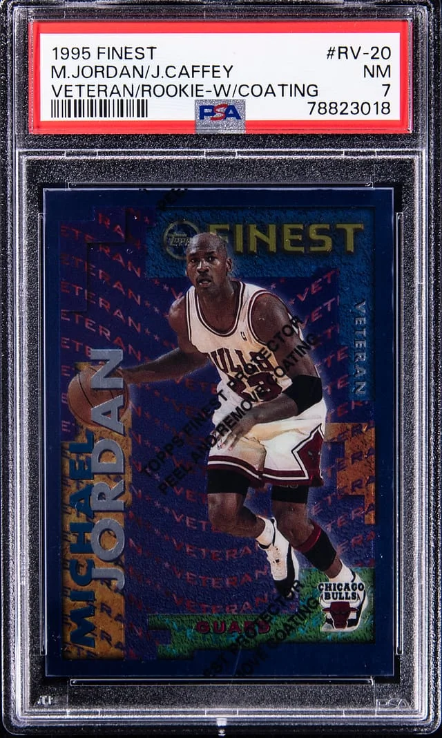 1995-96 Topps Finest Michael Jordan/Jason Caffey Veteran/ With Coating #RV-20 card image