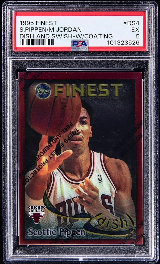 1995-96 Topps Finest Michael Jordan/Scottie Pippen Dish and Swish W/Coating #DS4 card image