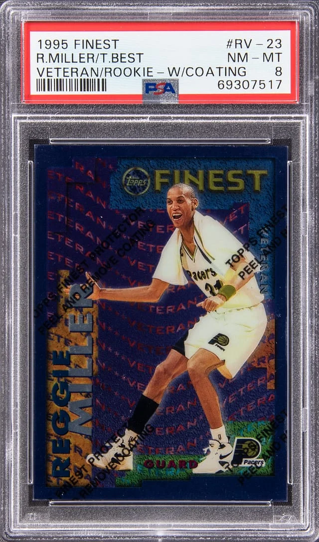 1995-96 Topps Finest Reggie Miller/Travis Best Veteran/ W/Coating #RV-23 card image