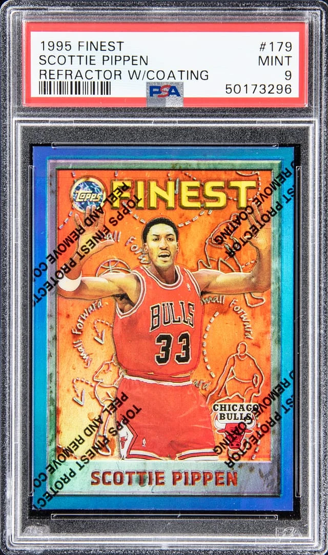1995-96 Topps Finest Scottie Pippen Refractor With Coating #179 card image