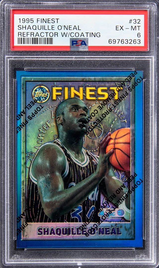 1995-96 Topps Finest Shaquille O'Neal Refractor W/ Coating #32 card image