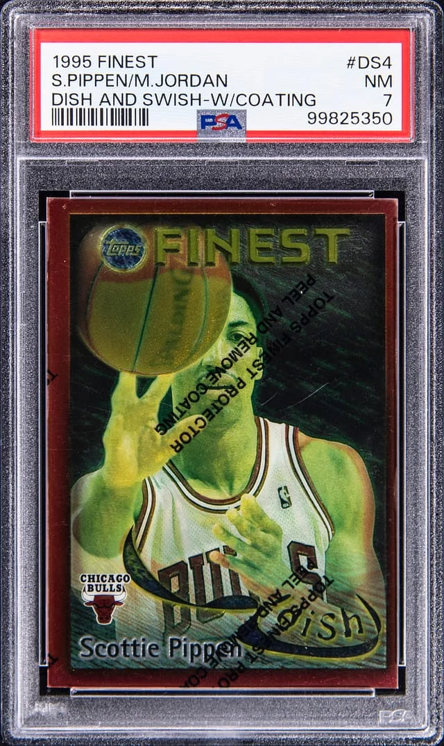 1995-96 Topps Scottie Pippen/Michael Jordan Dish And Swish W/Coating #DS4 card image