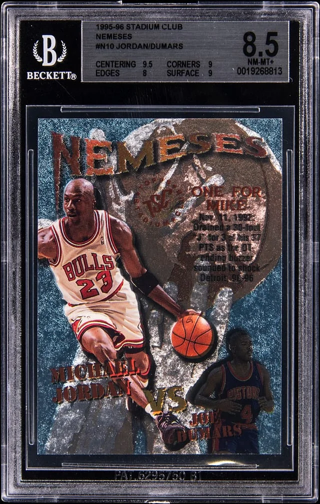 1995-96 Topps Stadium Club Michael Jordan/Joe Dumars Nemeses #N10 card image
