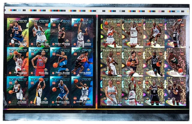 1995-96 Topps Stadium Club x 24 Top Crop Basketball Uncut Sheet – Featuring Michael Jordan, Charles Barkley, Patrick Ewing #15 card image
