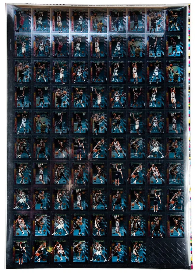 1995-96 Topps x 40 Mystery Finest Basketball Uncut Sheet – Featuring Michael Jordan, Charles Barkley, Patrick Ewing #28 card image