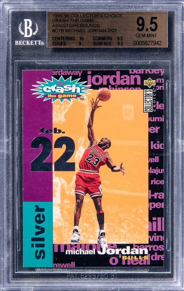 1995-96 UD Collector's Choice Crash The Game Assists/Rebounds Michael Jordan #C1 card image