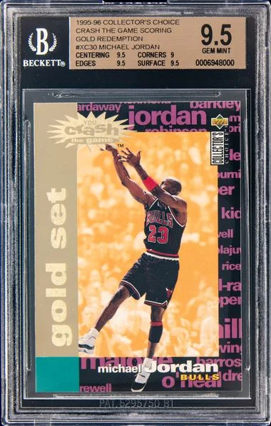 1995-96 Upper Deck Collector's Choice Michael Jordan Crash The Game Scoring Gold Redemption #XC30 card image