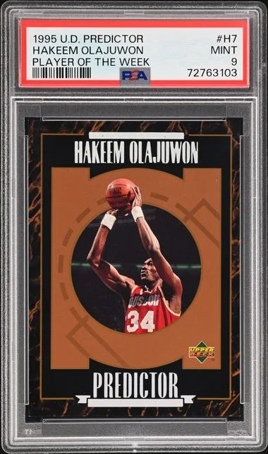 1995-96 Upper Deck Hakeem Olajuwon Predictor Player Of The Week #H7 card image