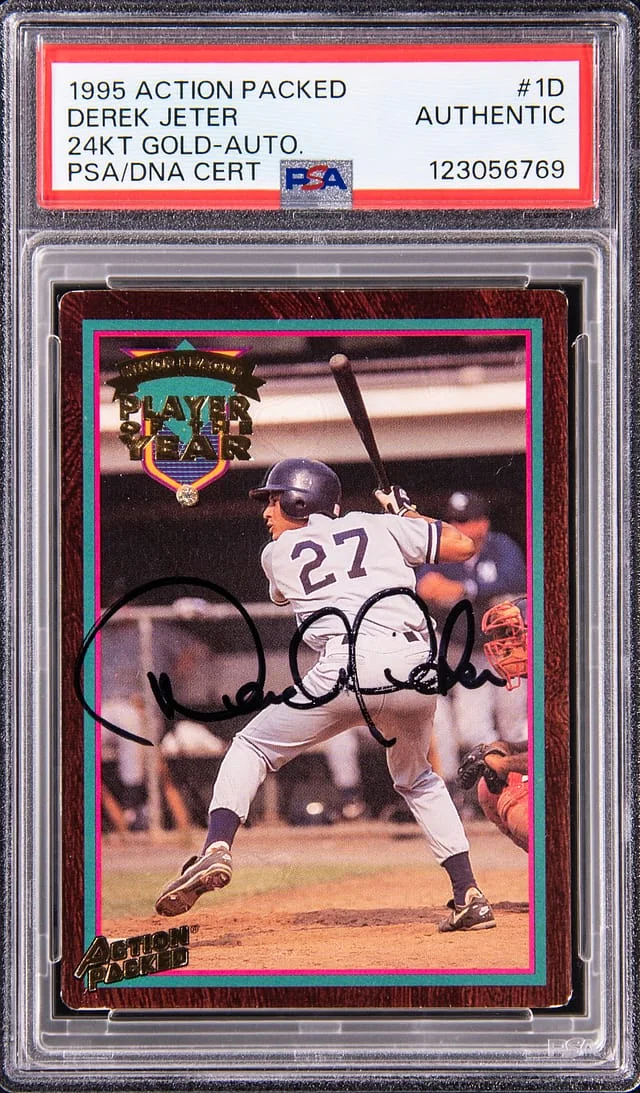 1995 Action Packed 24 Karat Gold Autograph Derek Jeter #1D card image