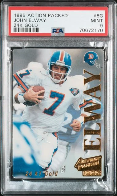 1995 Action Packed 24Kt Gold 24K Gold John Elway #8G card image