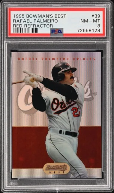 1995 Bowman Best Rafael Palmeiro Red Refractor #39 card image