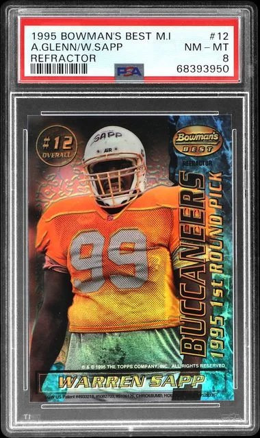 1995 Bowman's Best Aaron Glenn/Warren Sapp Mirror Image Refractor #12 card image