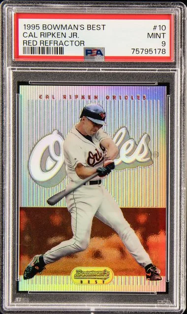 1995 Bowman's Best Cal Ripken Jr. Red Refractor #10 card image