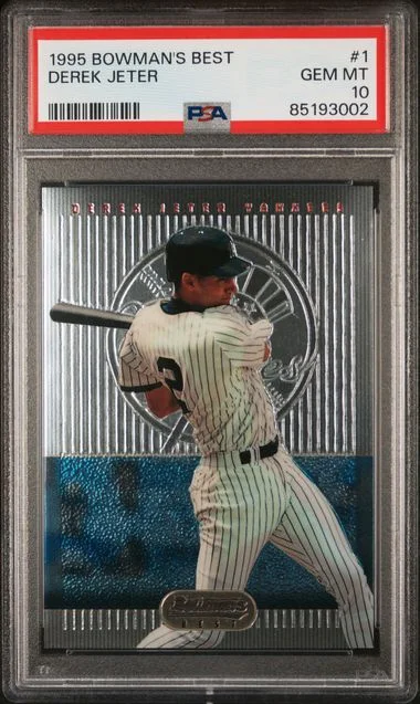 1995 Bowman's Best Derek Jeter Blue Refractor #1 card image