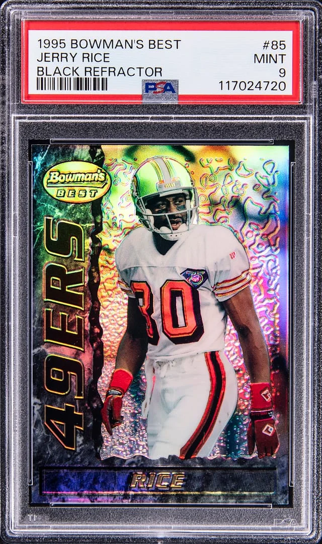 1995 Bowman's Best Jerry Rice Black Refractor #85 card image