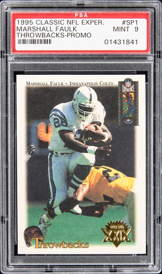 1995 Classic NFL Experience Throwbacks - Promo Marshall Faulk #SP1 card image