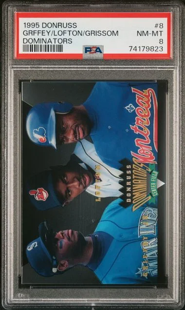 1995 Donruss Ken Griffey Jr./Kenny Lofton/Marquis Grissom Dominators #8 card image