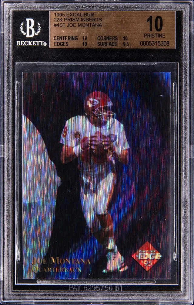 1995 Excalibur 22K Prism Inserts Joe Montana #4ST card image