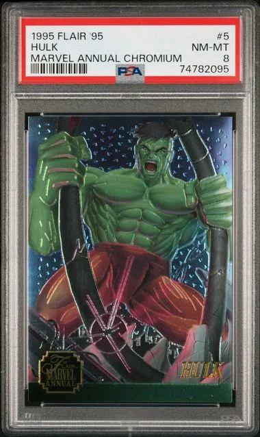 1995 Flair Hulk 95 Marvel Annual Chromium #5 card image
