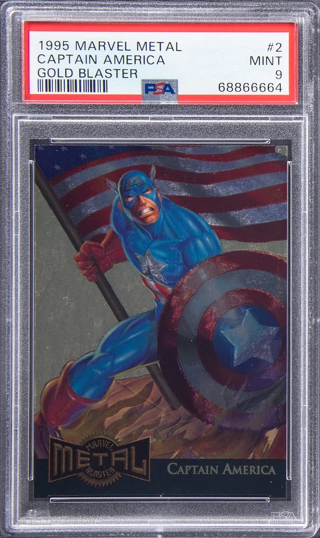 1995 Fleer Captain America Marvel Metal Gold Blaster #2 card image
