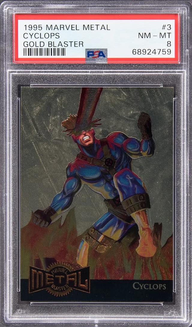 1995 Fleer Cyclops Marvel Metal Gold Blaster #3 card image