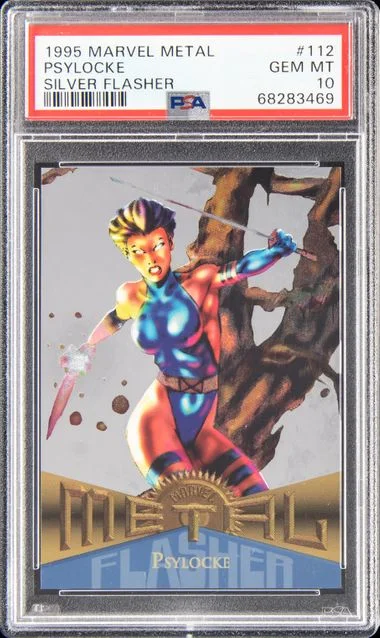 1995 Fleer Psylocke Marvel Metal Silver Flasher #112 card image