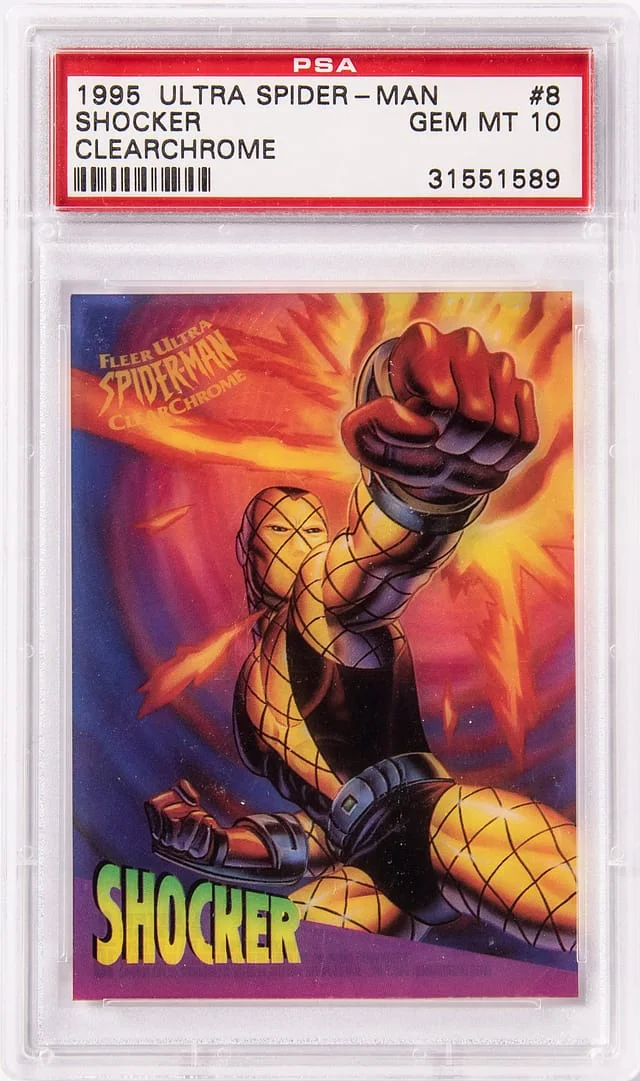 1995 Fleer Ultra Shocker Spider Man Clearchrome #8 card image