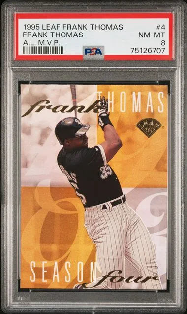1995 Leaf Frank Thomas A.L. M.V.P. #4 card image