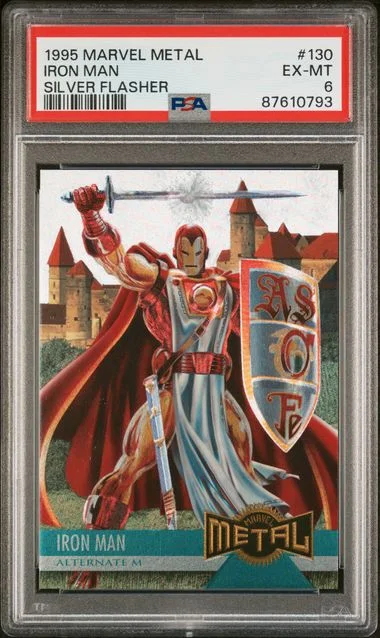 1995 Marvel Metal Silver Flasher Iron Man #130 card image