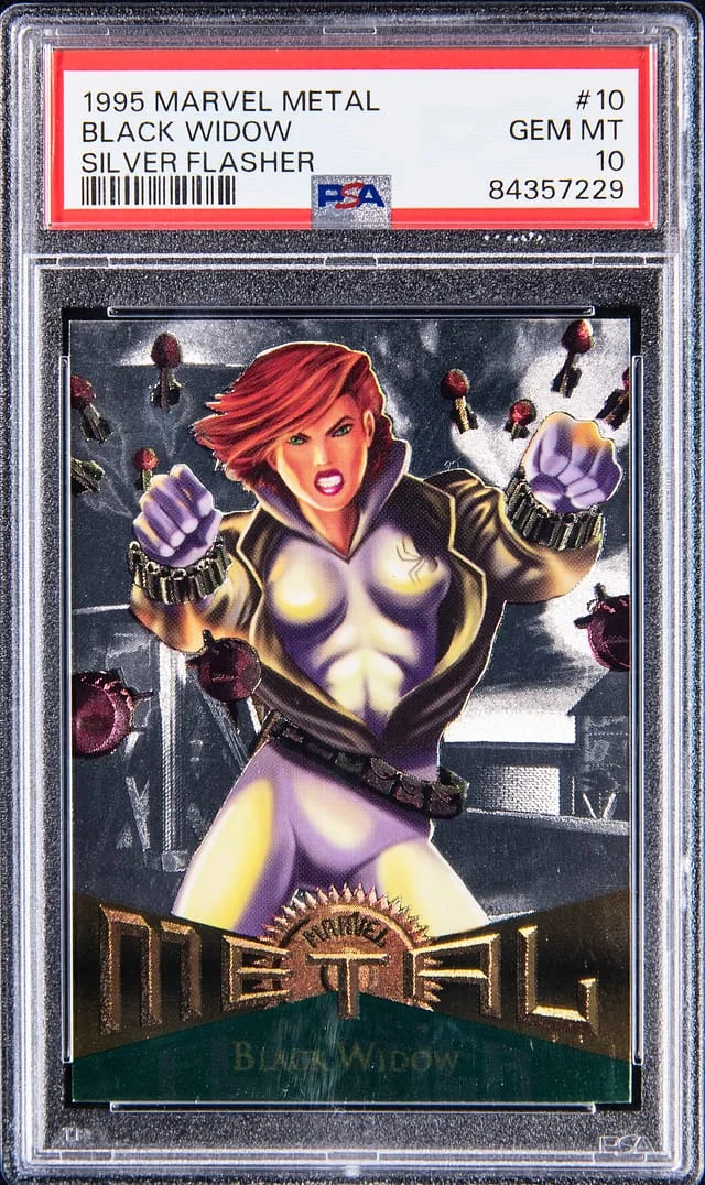 1995 Marvel Metal Silver Slasher Black Widow #10 card image