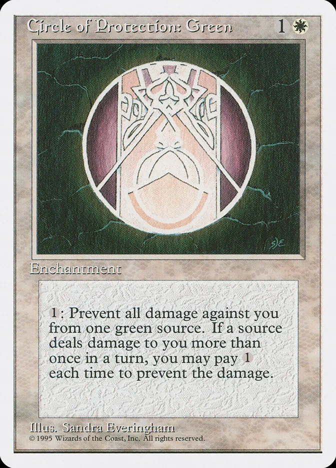 1995 Fourth Edition Circle of Protection: Green common #16 common card image