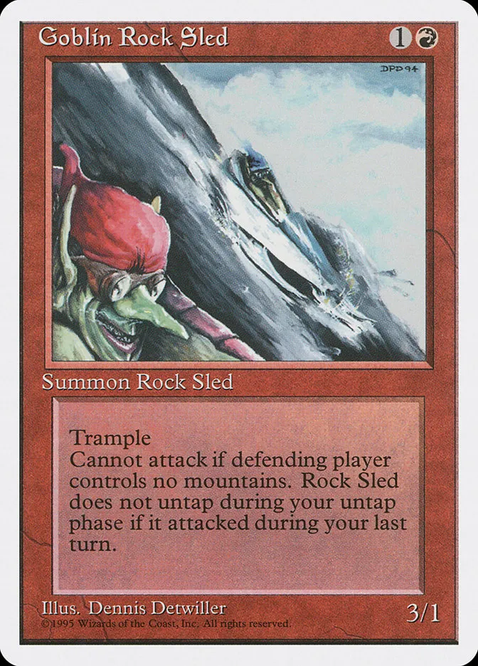 1995 Fourth Edition Goblin Rock Sled common #199 common card image